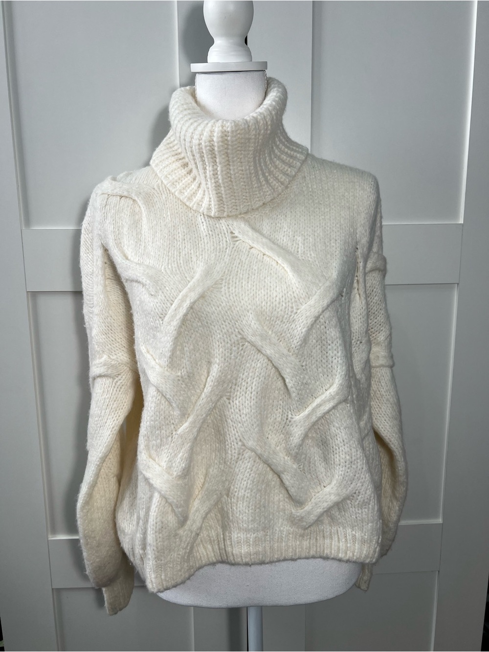 Madewell Ivory Somervell Modern Cable Turtleneck Sweater